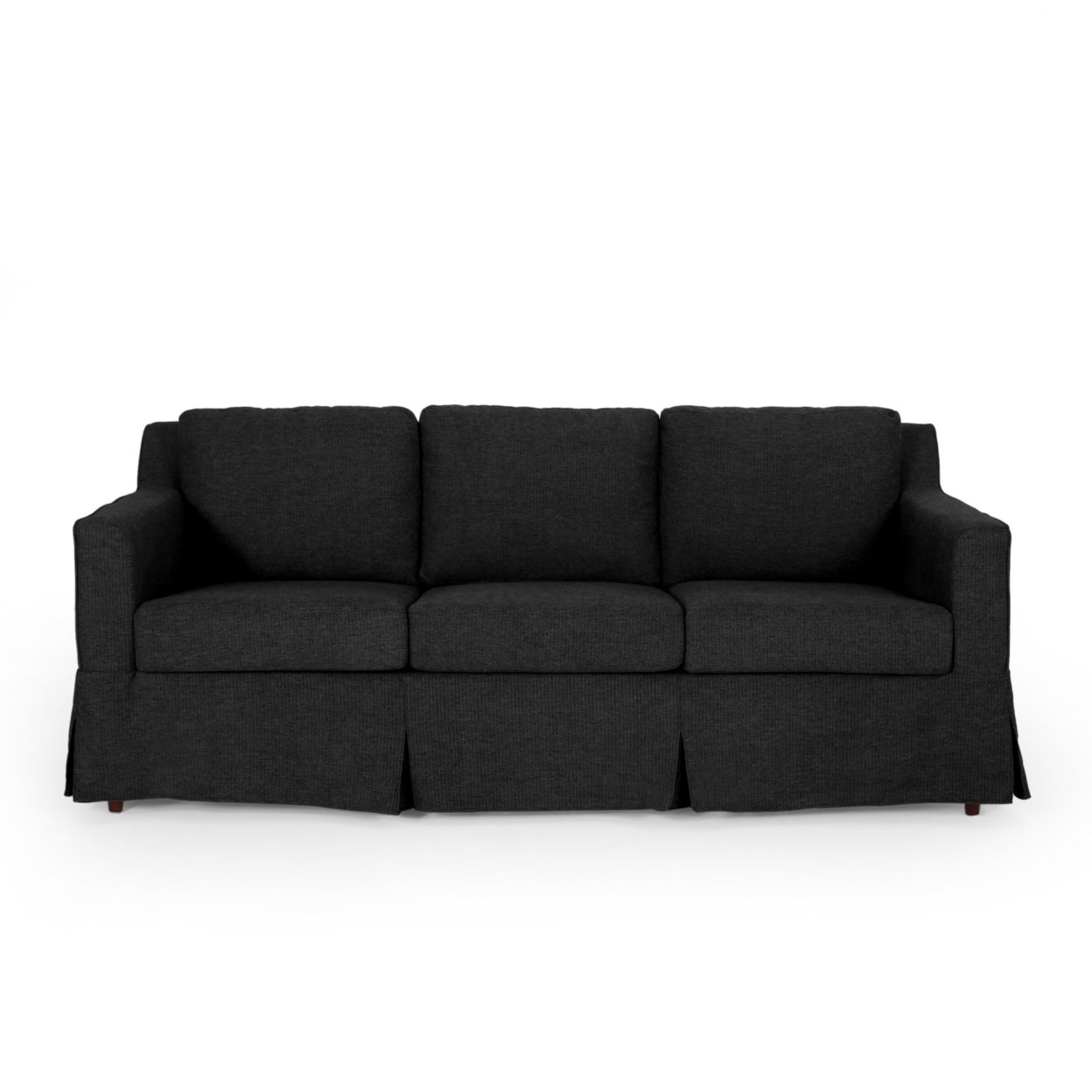 Bainville Contemporary Fabric 3 Seater Sofa With Skirt - Charcoal Stripe