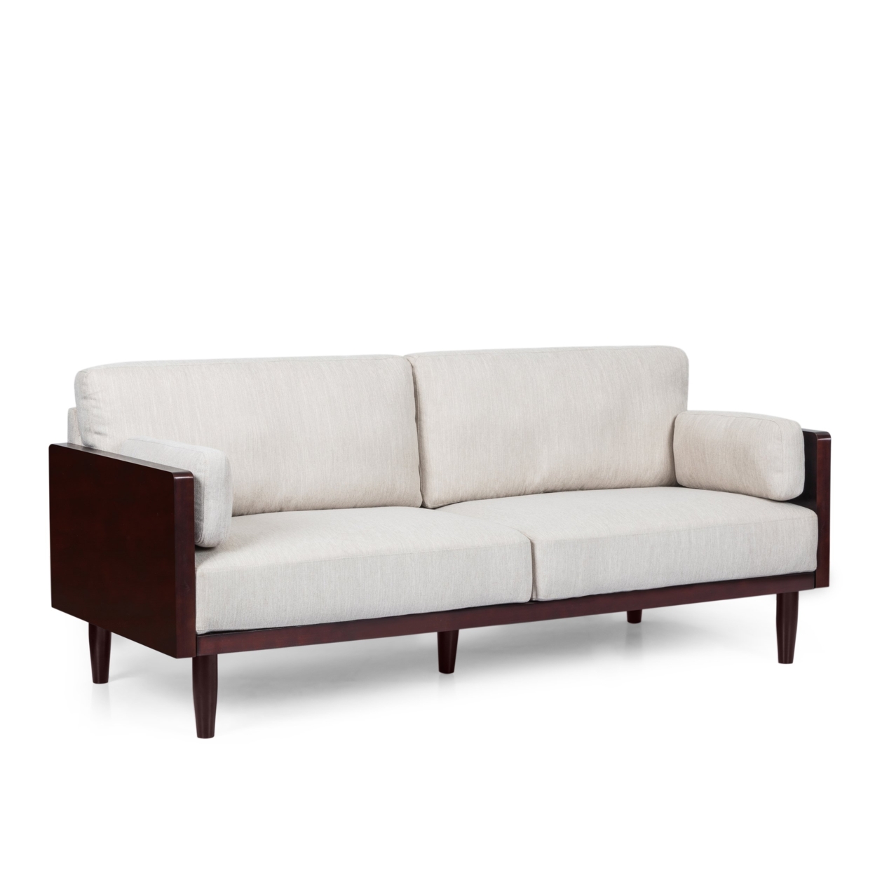 Bagan Mid-Century Modern Upholstered 3 Seater Sofa - Beige