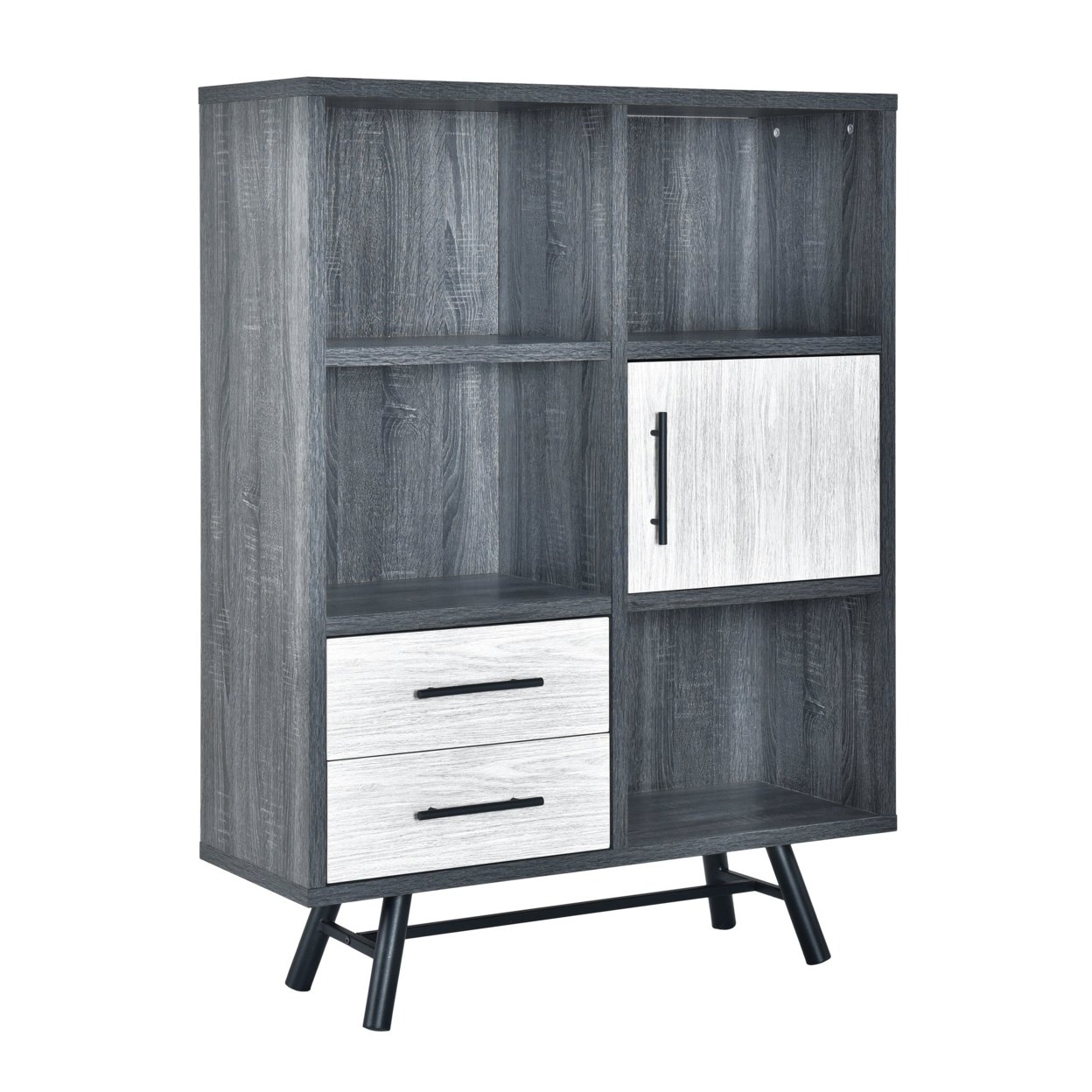 Bokchito Modern Industrial 6 Shelf Multi-Functional Cabinet - Somona Grey Oak/grey Oak/matte Black