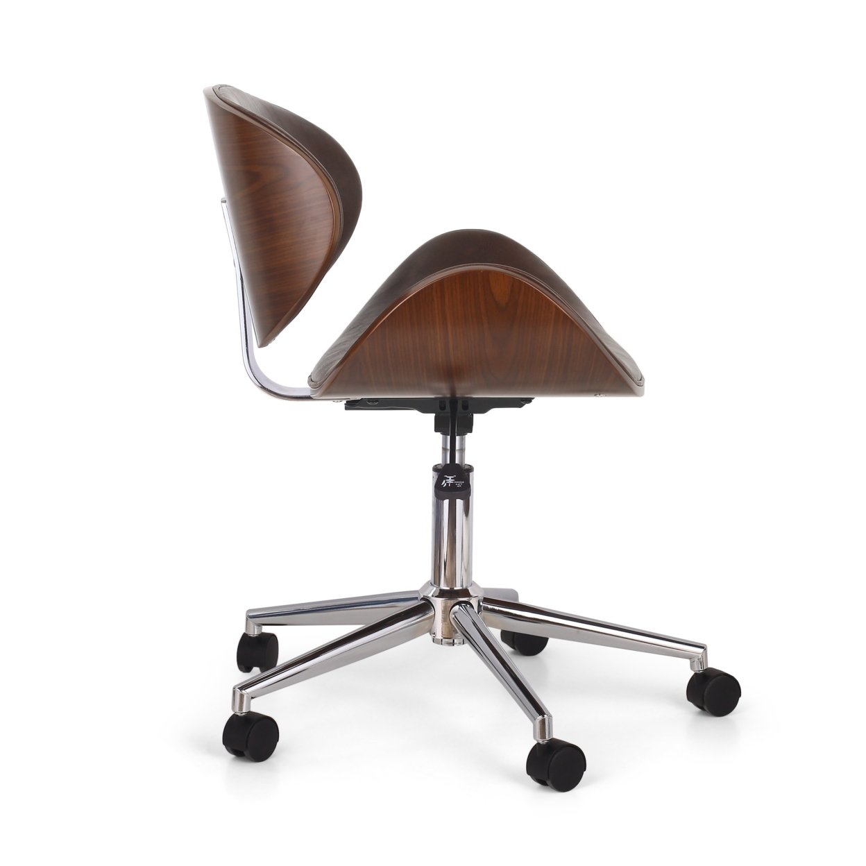 Clyo Mid-Century Modern Upholstered Swivel Office Chair - Walnut/midnight/chrome