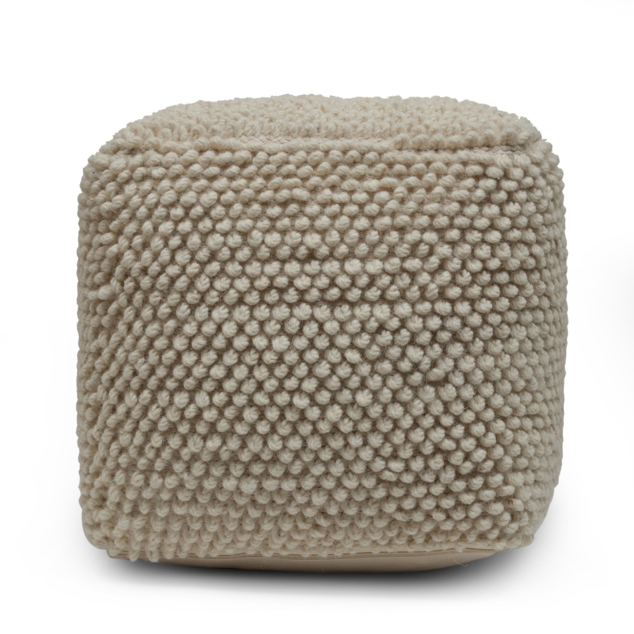 Devries Boho Handcrafted Tufted Fabric Cube Pouf - Ivory