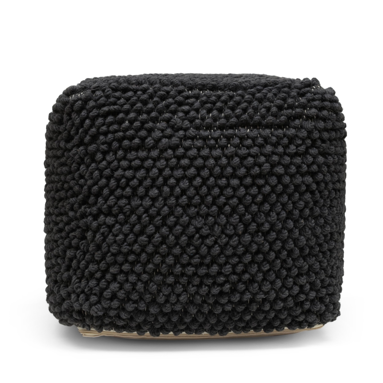 Devries Boho Handcrafted Tufted Fabric Cube Pouf - Charcoal