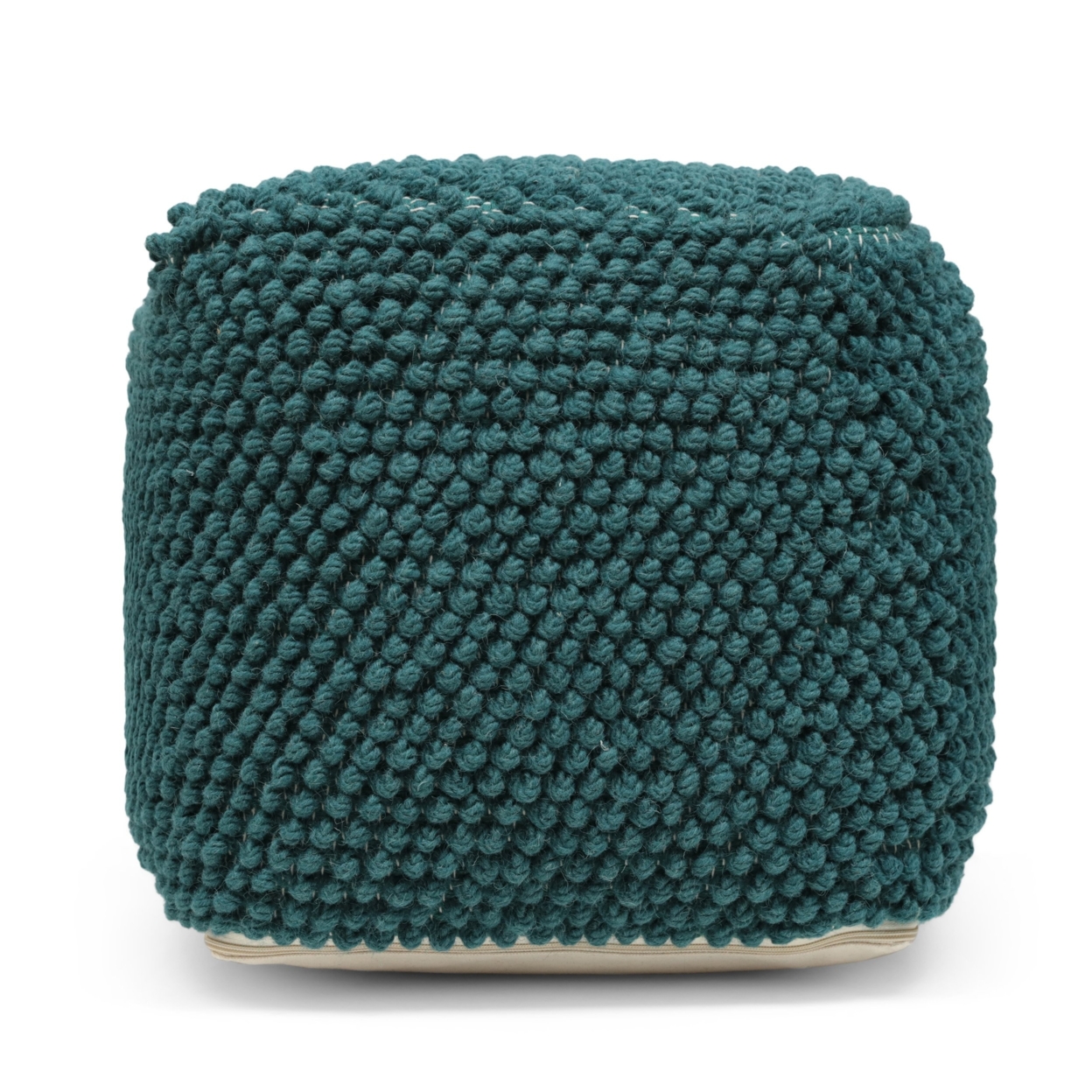 Devries Boho Handcrafted Tufted Fabric Cube Pouf - Teal