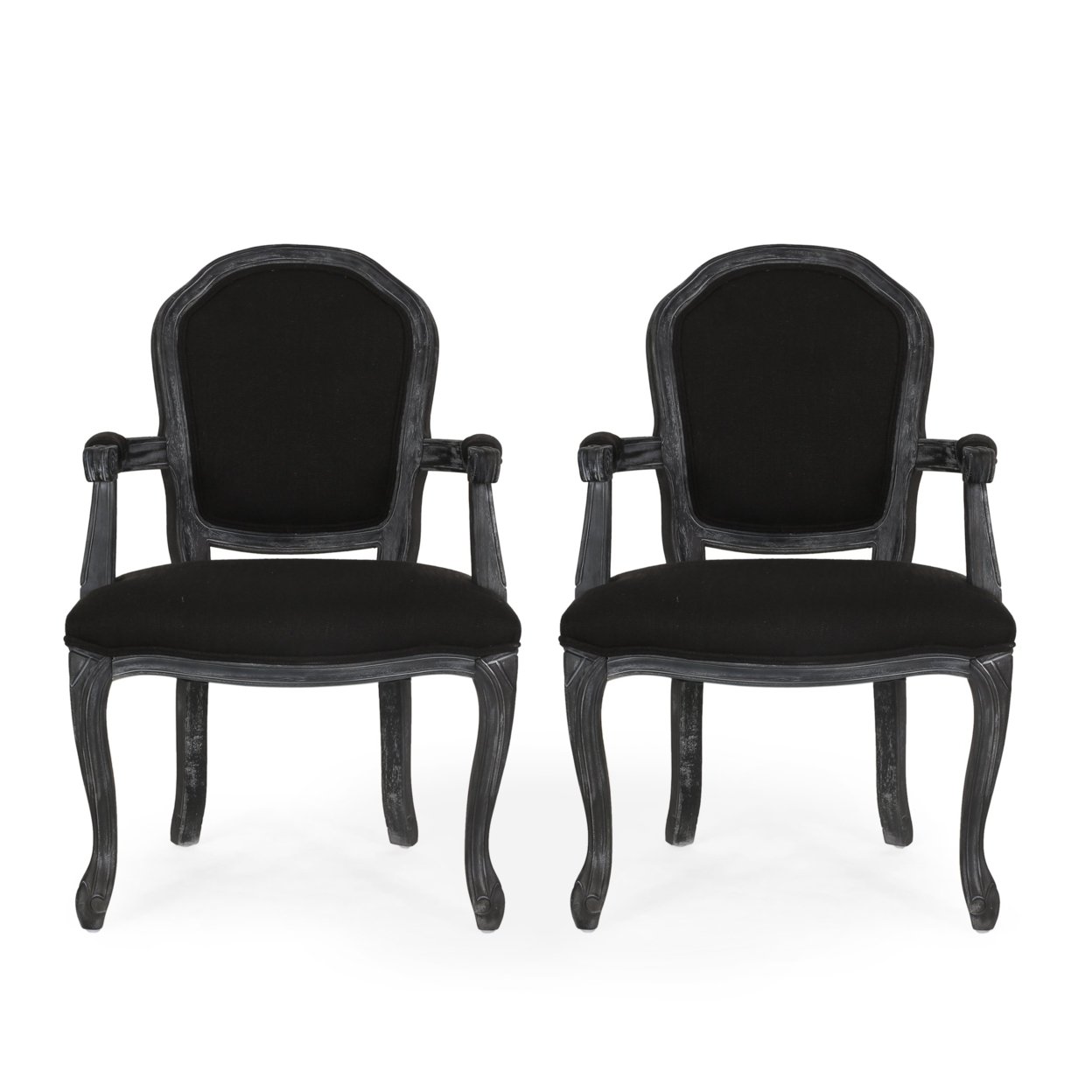 Fairgreens Traditional Upholstered Dining Chairs, Set Of 2 - Black