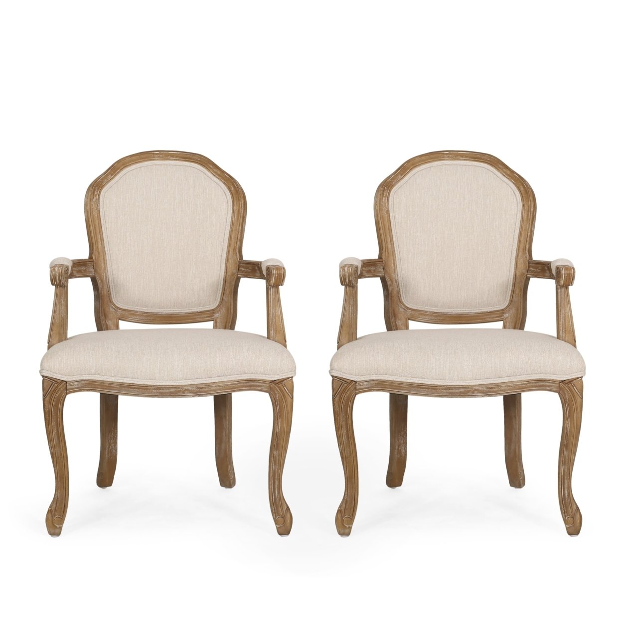 Fairgreens Traditional Upholstered Dining Chairs, Set Of 2 - Beige