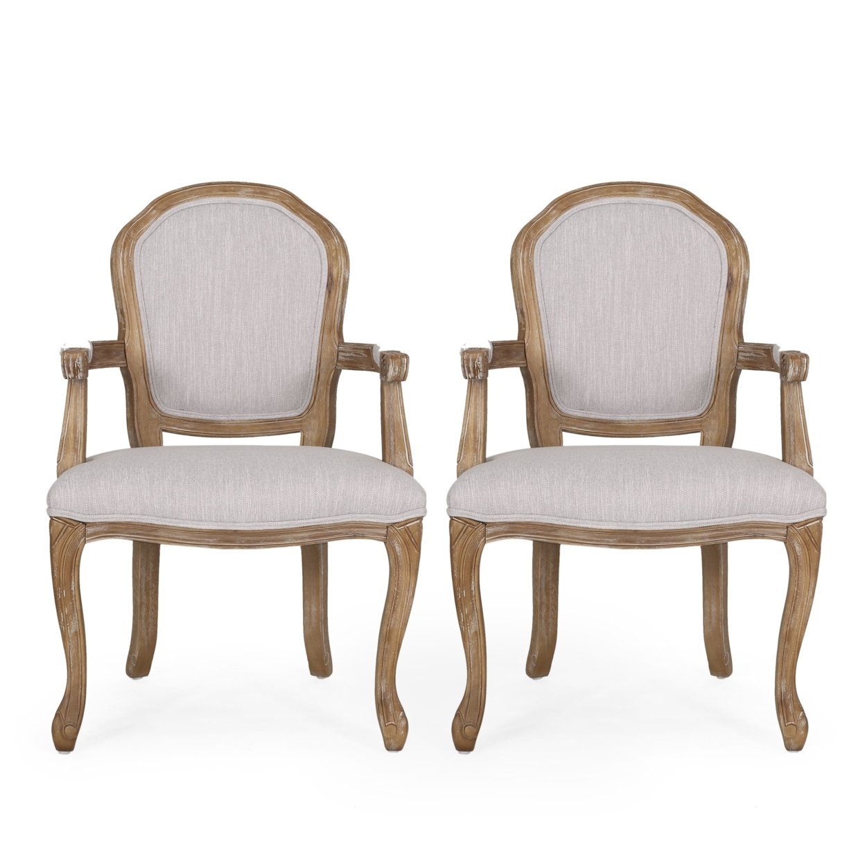 Fairgreens Traditional Upholstered Dining Chairs, Set Of 2 - Light Grey