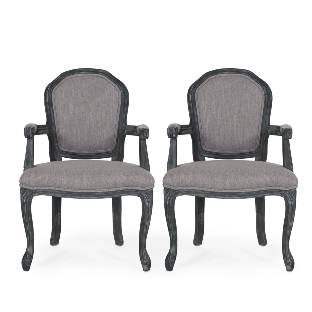 Fairgreens Traditional Upholstered Dining Chairs, Set Of 2 - Grey