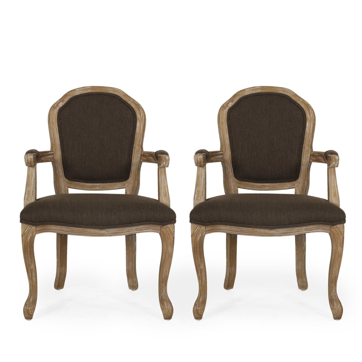 Fairgreens Traditional Upholstered Dining Chairs, Set Of 2 - Brown