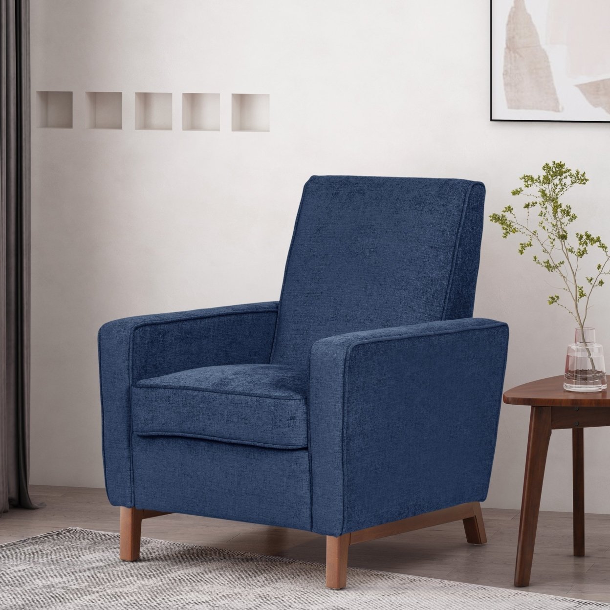 Haston Contemporary Upholstered Club Chair - Navy Blue