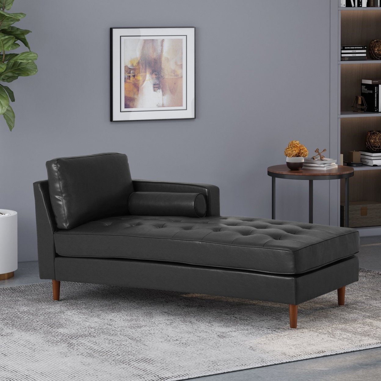 Hixon Contemporary Tufted Upholstered Chaise Lounge - Espresso/midnight