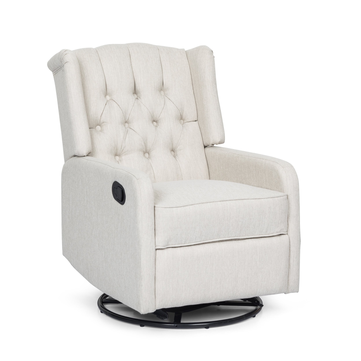 Houck Contemporary Tufted Wingback Swivel Recliner - Black/beige