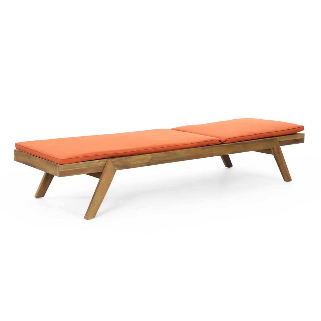 Larimore Outdoor Acacia Wood Chaise Lounge With Water Resistant Cushions, Set Of 4 - Teak/orange