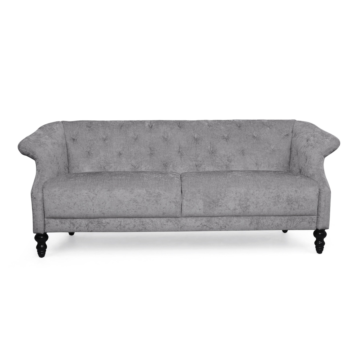 Lavonia Contemporary Tufted 3 Seater Sofa - Dark Brown/light Grey