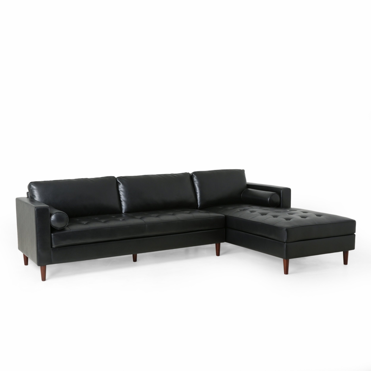 Lockbourne Contemporary Tufted Upholstered Chaise Sectional - Espresso/midnight