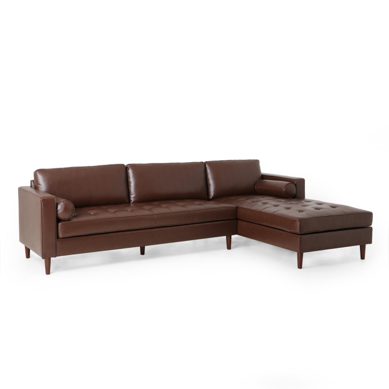 Lockbourne Contemporary Tufted Upholstered Chaise Sectional - Espresso/dark Brown