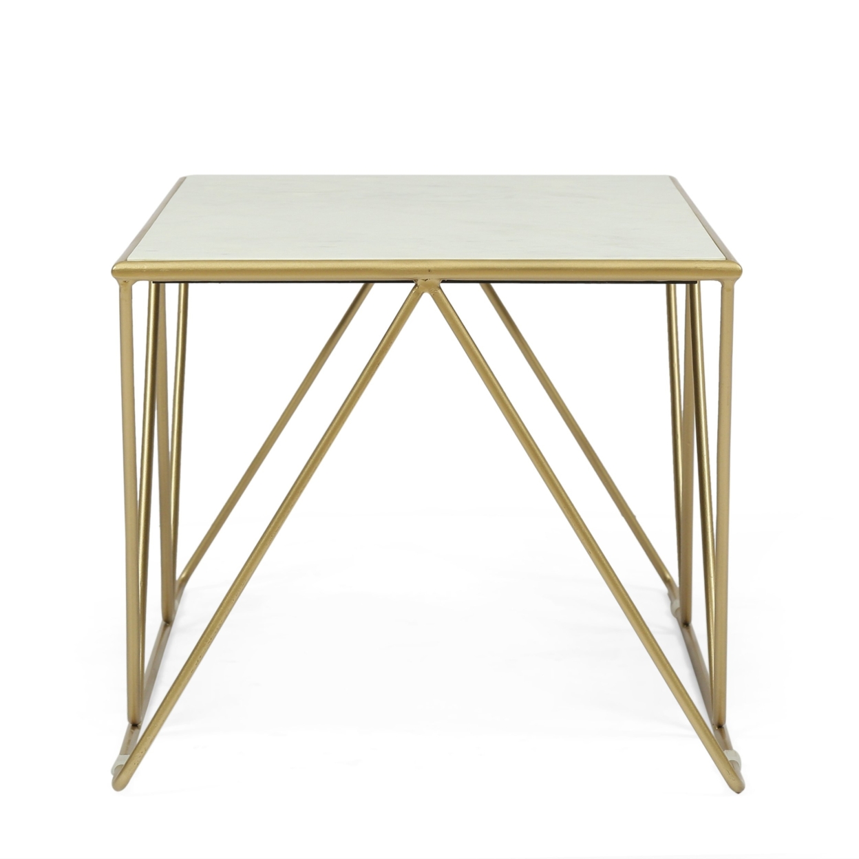 Massie Modern Glam Handcrafted Marble Top Coffee Table - Green