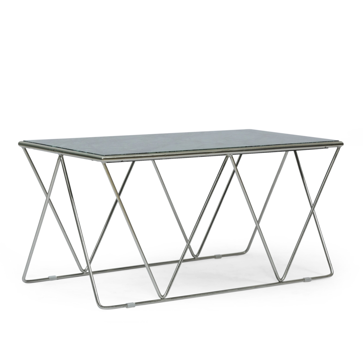 Massie Modern Glam Handcrafted Marble Top Coffee Table - Green