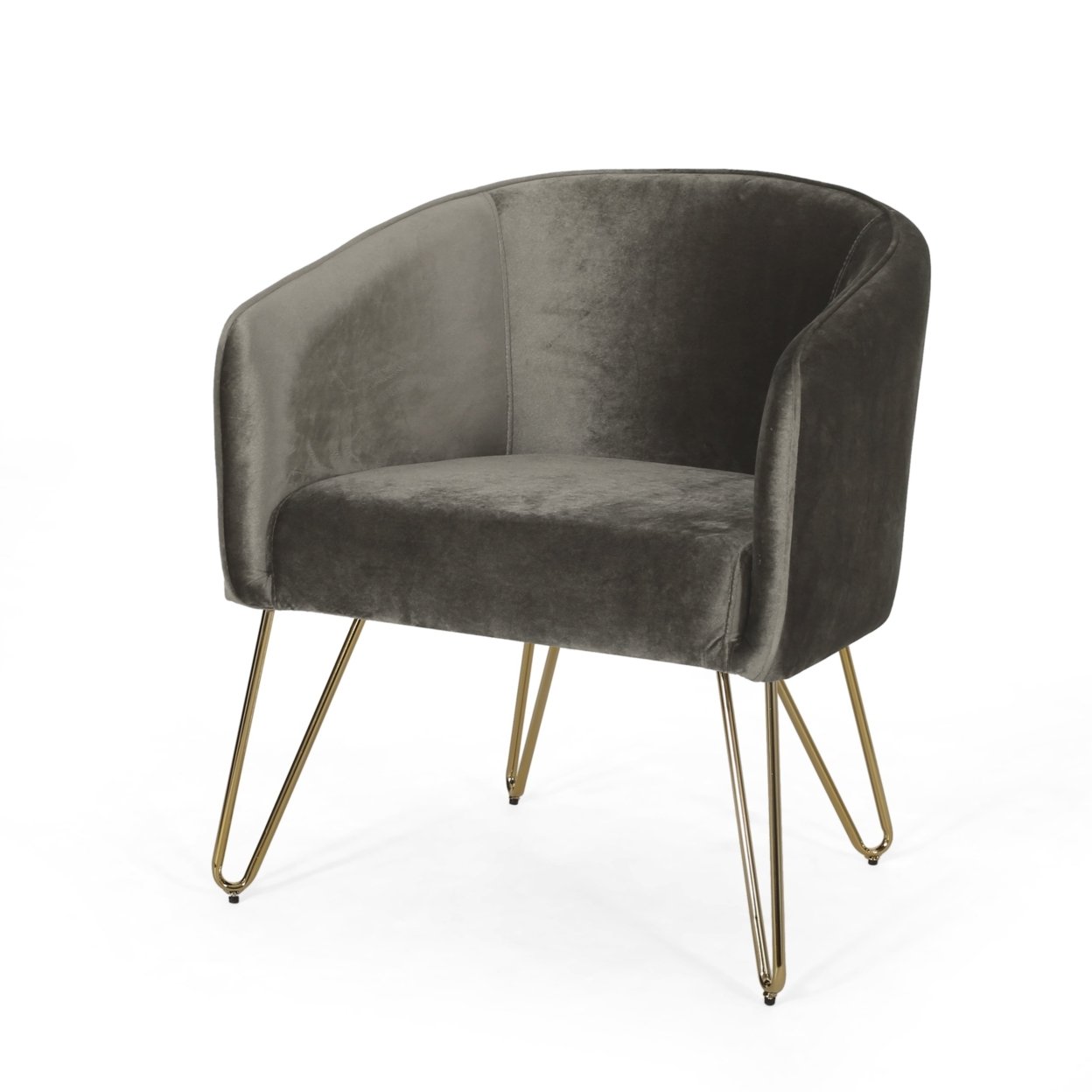Paul Modern Glam Velvet Club Chair With Hairpin Legs - Gold/grey