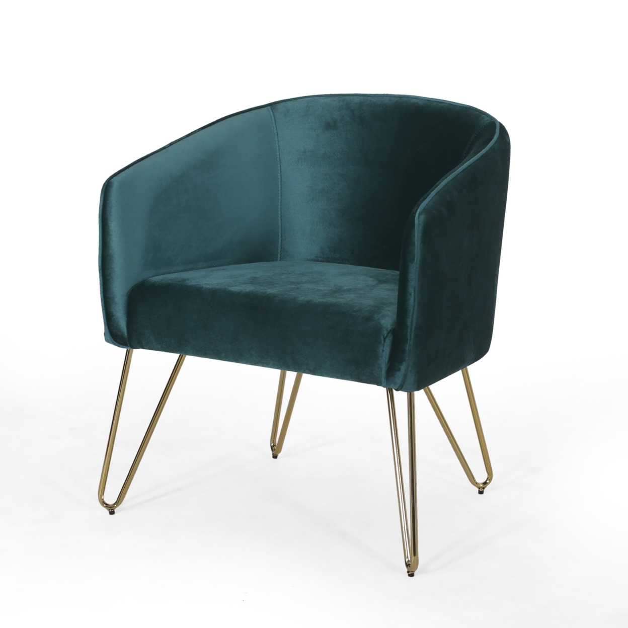 Paul Modern Glam Velvet Club Chair With Hairpin Legs - Gold/teal