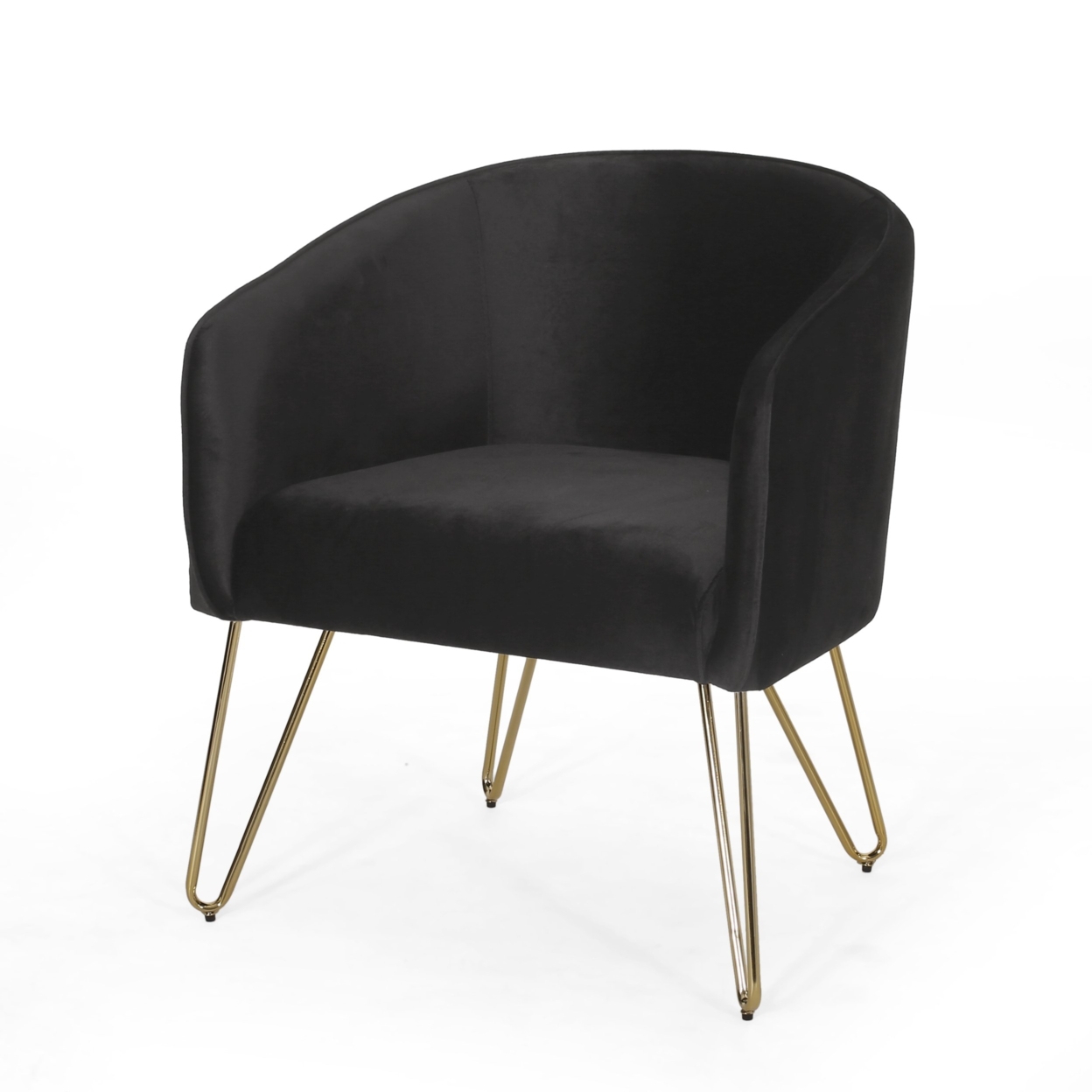 Paul Modern Glam Velvet Club Chair With Hairpin Legs - Gold/black