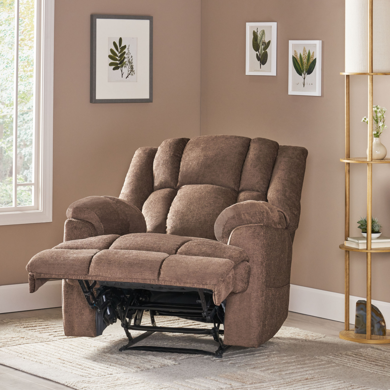 Siloam Contemporary Pillow Tufted Massage Recliner - Black/brown