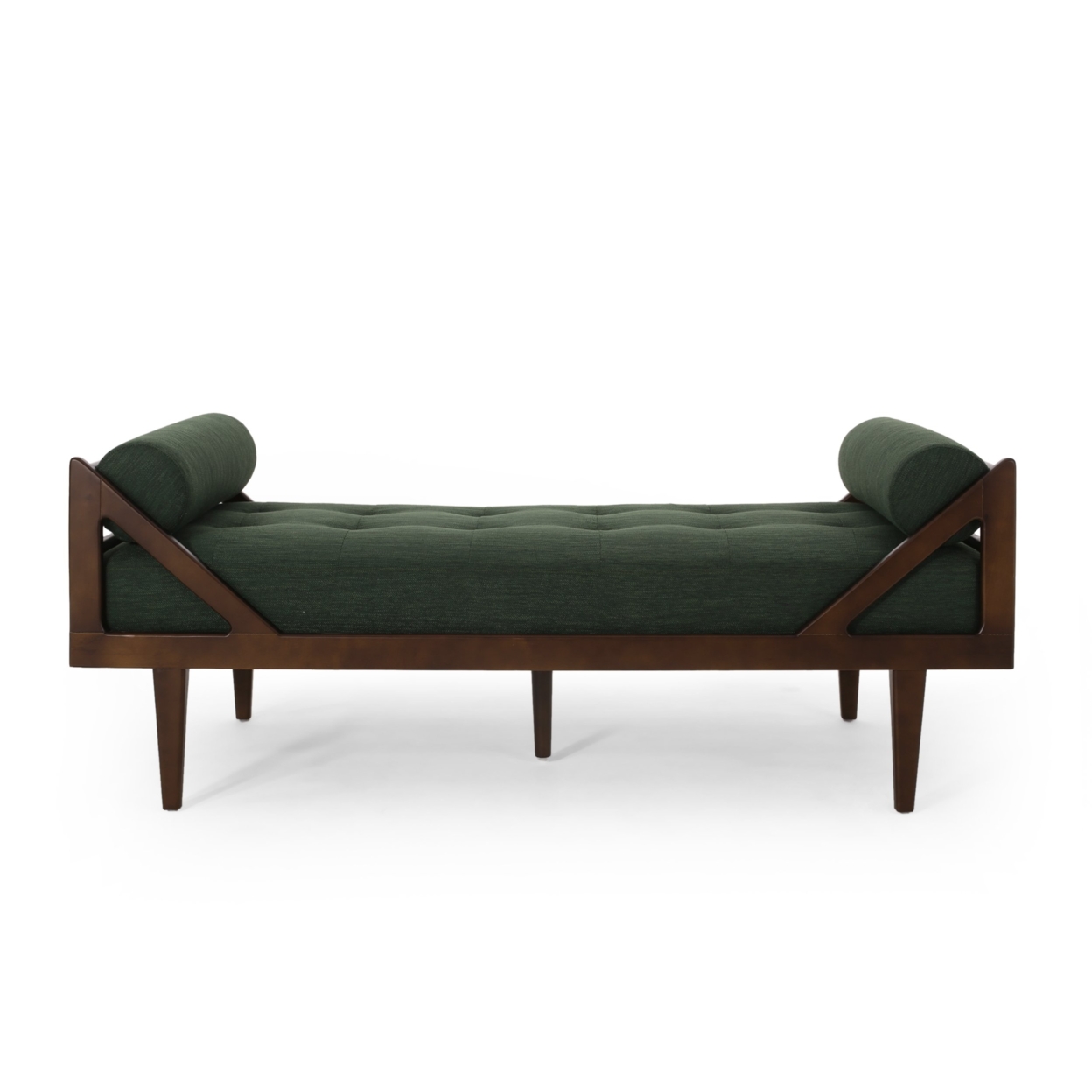 Sumner Contemporary Tufted Chaise Lounge With Rolled Accent Pillows - Dark Brown/charcoal