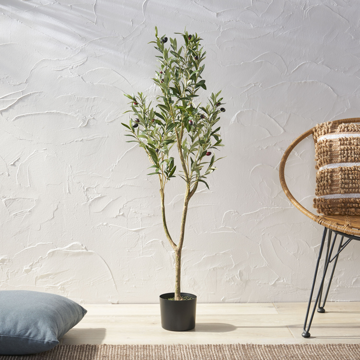 Taos Artificial Tabletop Olive Tree, Green - 4' X 1.5'