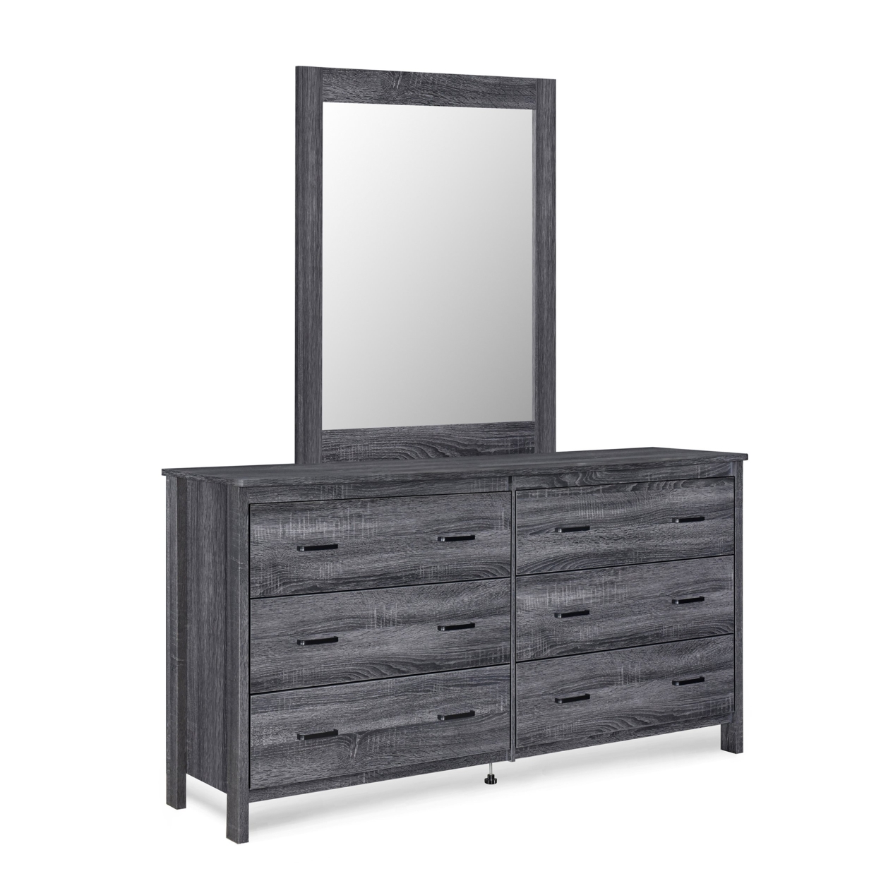 Titeca Contemporary 6 Drawer Vanity Dresser With Rectangular Mirror - Wenge/silver