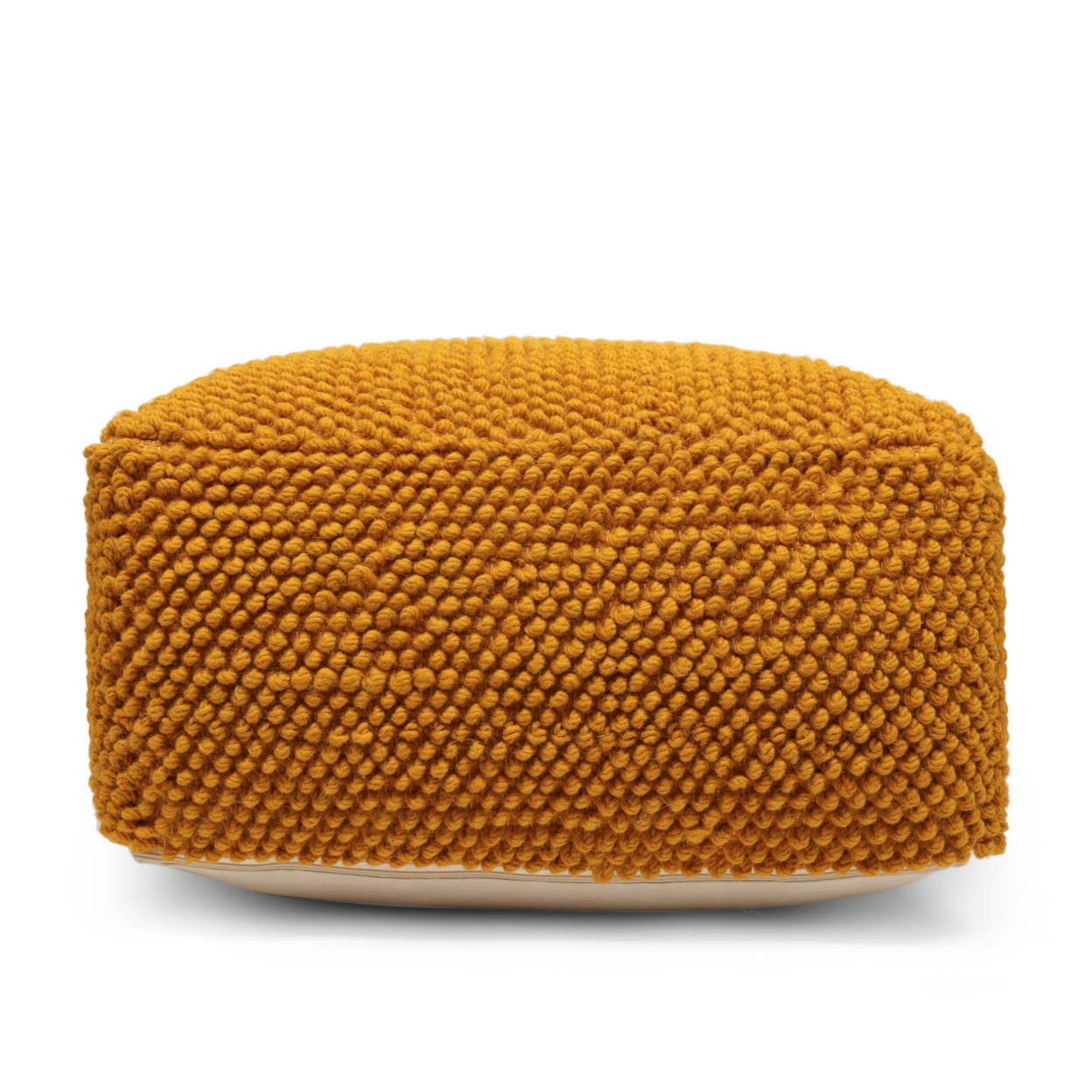 Wilsey Boho Handcrafted Tufted Fabric Square Pouf - Yellow