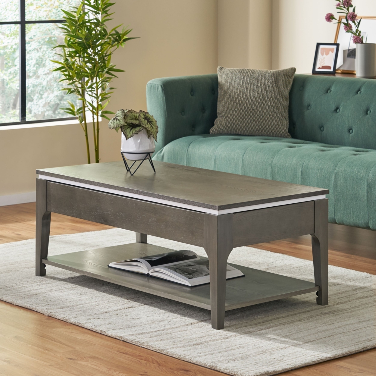 Adeel Transitional Lift-Top Coffee Table - Gray