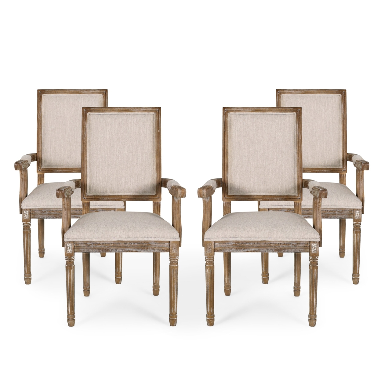 Zentner French Country Wood Upholstered Dining Chair - Natural/brown, Set Of 6
