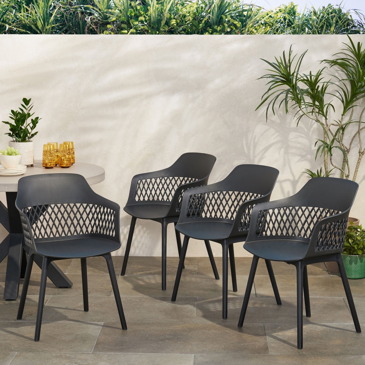 Airyanna Outdoor Modern Dining Chair (Set Of 4) - Black