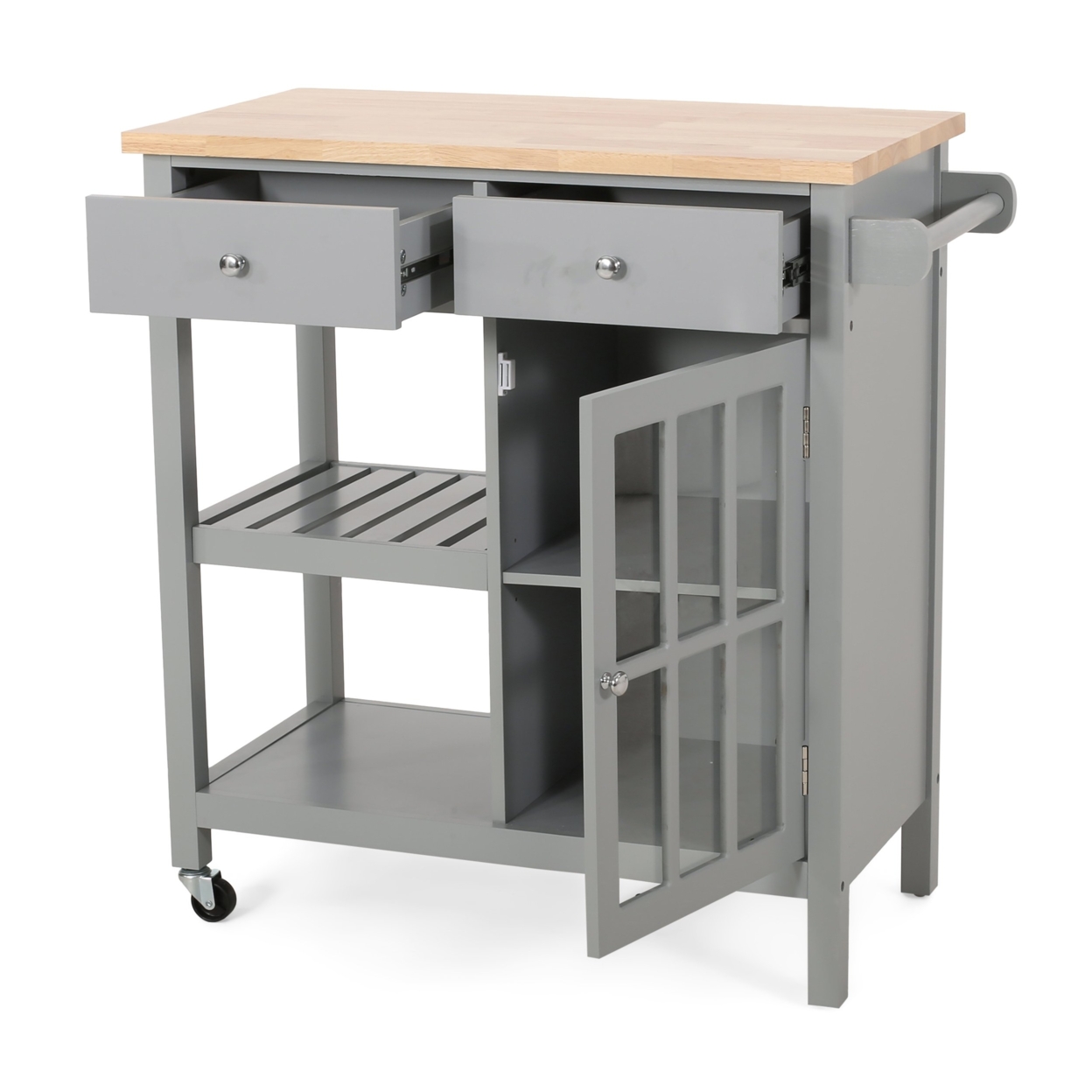 Aidah Contemporary Kitchen Cart With Wheels - Gray