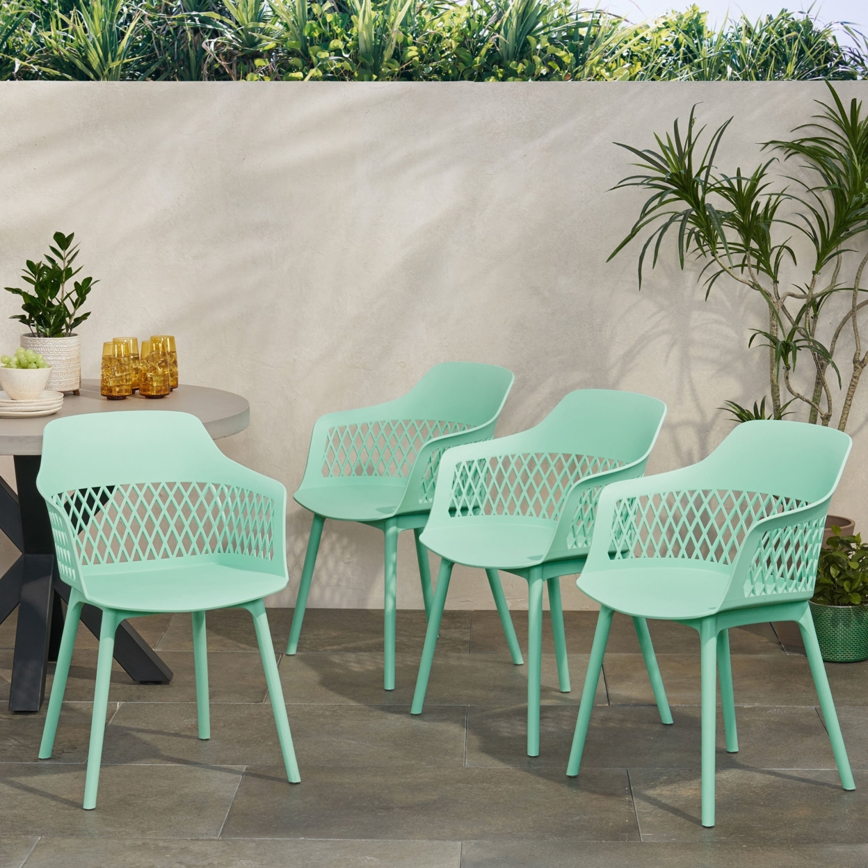 Airyanna Outdoor Modern Dining Chair (Set Of 4) - Mint