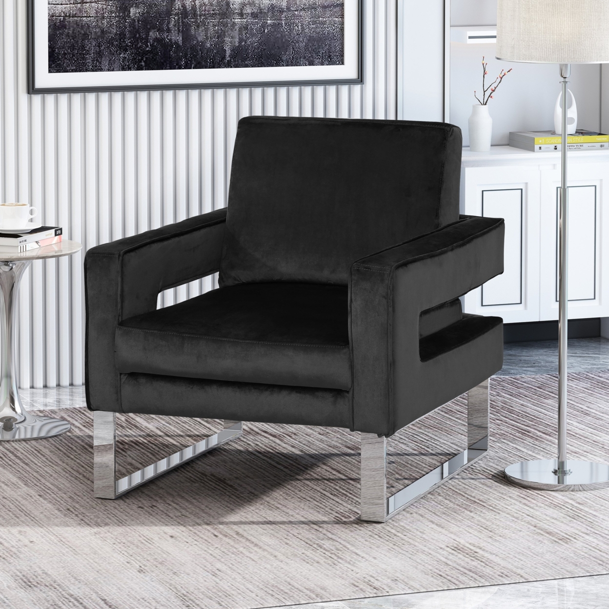 Alitzel Modern Glam Velvet Club Chair - Black