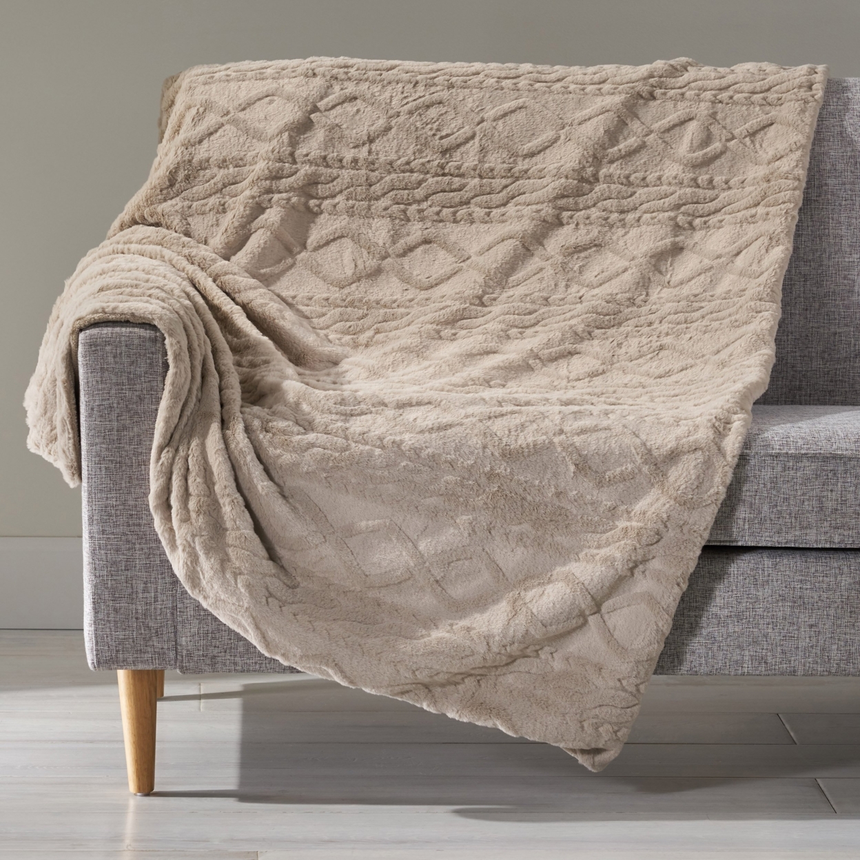 Alric Faux Fur Throw Blanket - Taupe