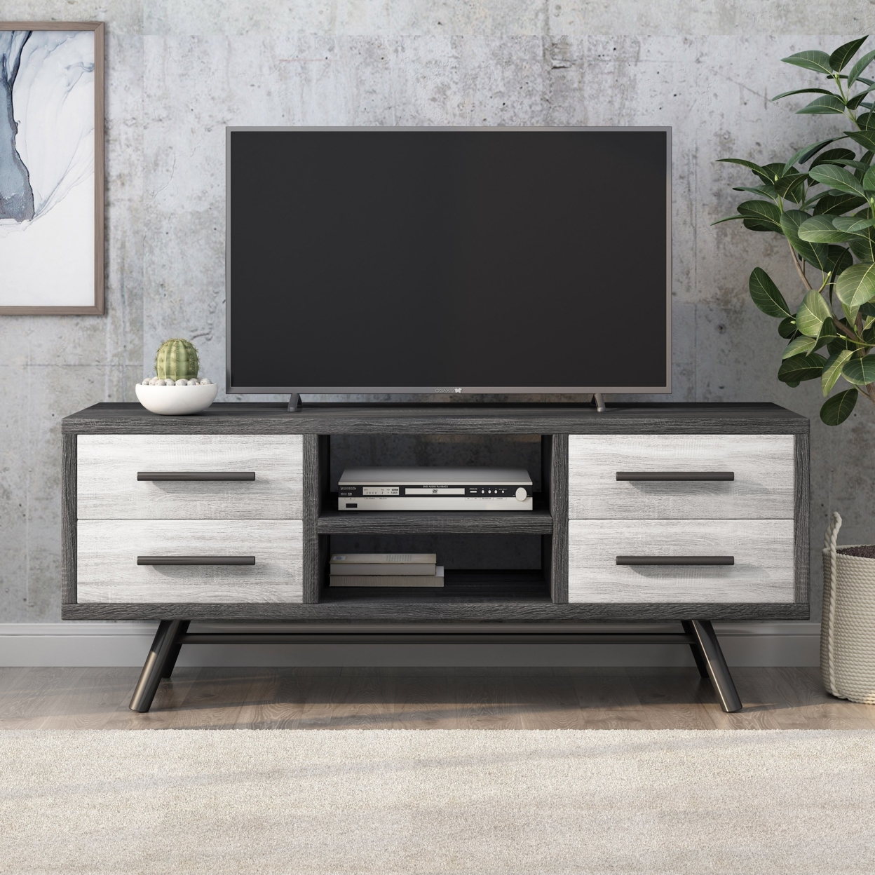 Amariana Mid-Century Modern TV Stand With Storage - Sonoma Gray Oak/gray Oak