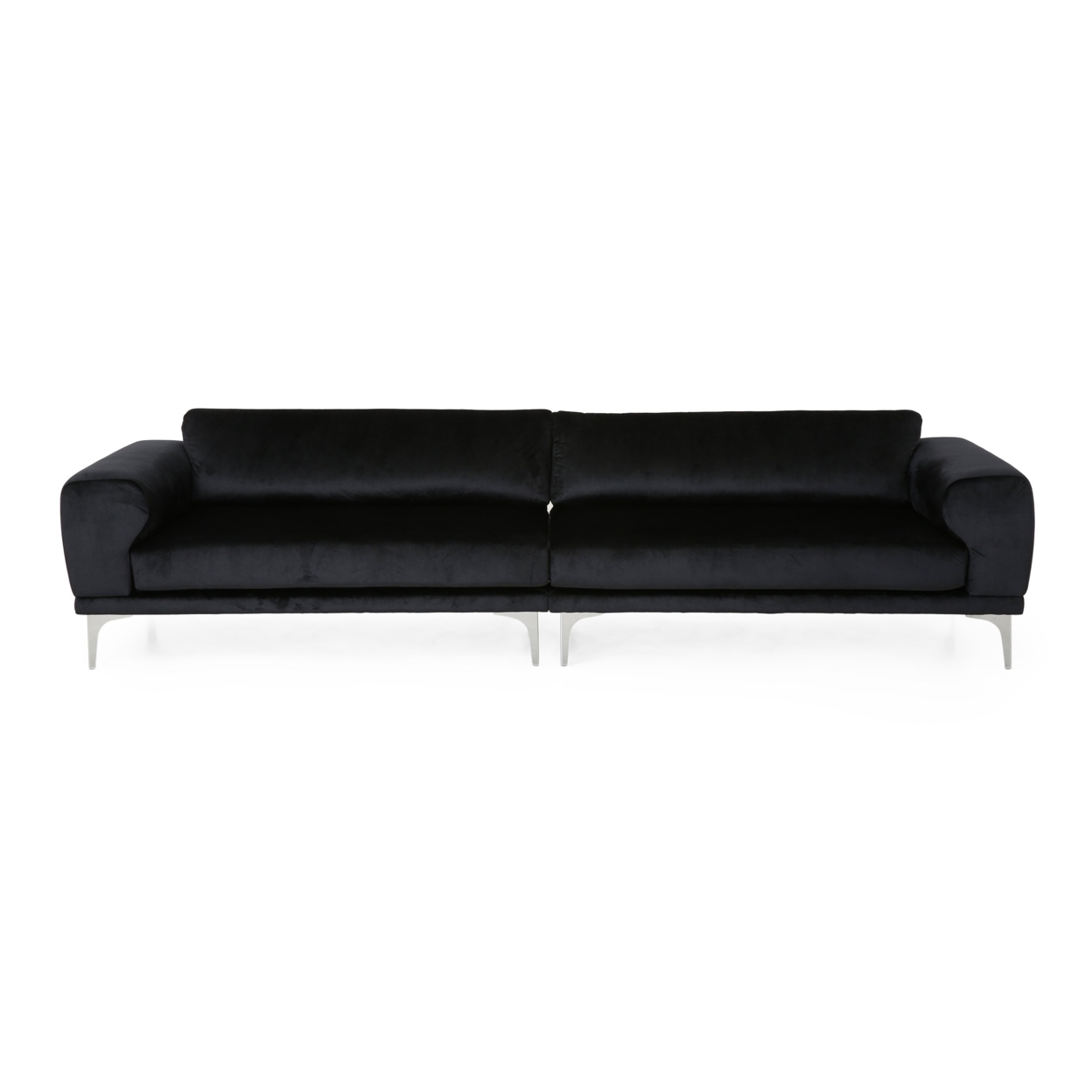 Annagrace Modern Glam 4 Seater Velvet Sofa - Black/silver