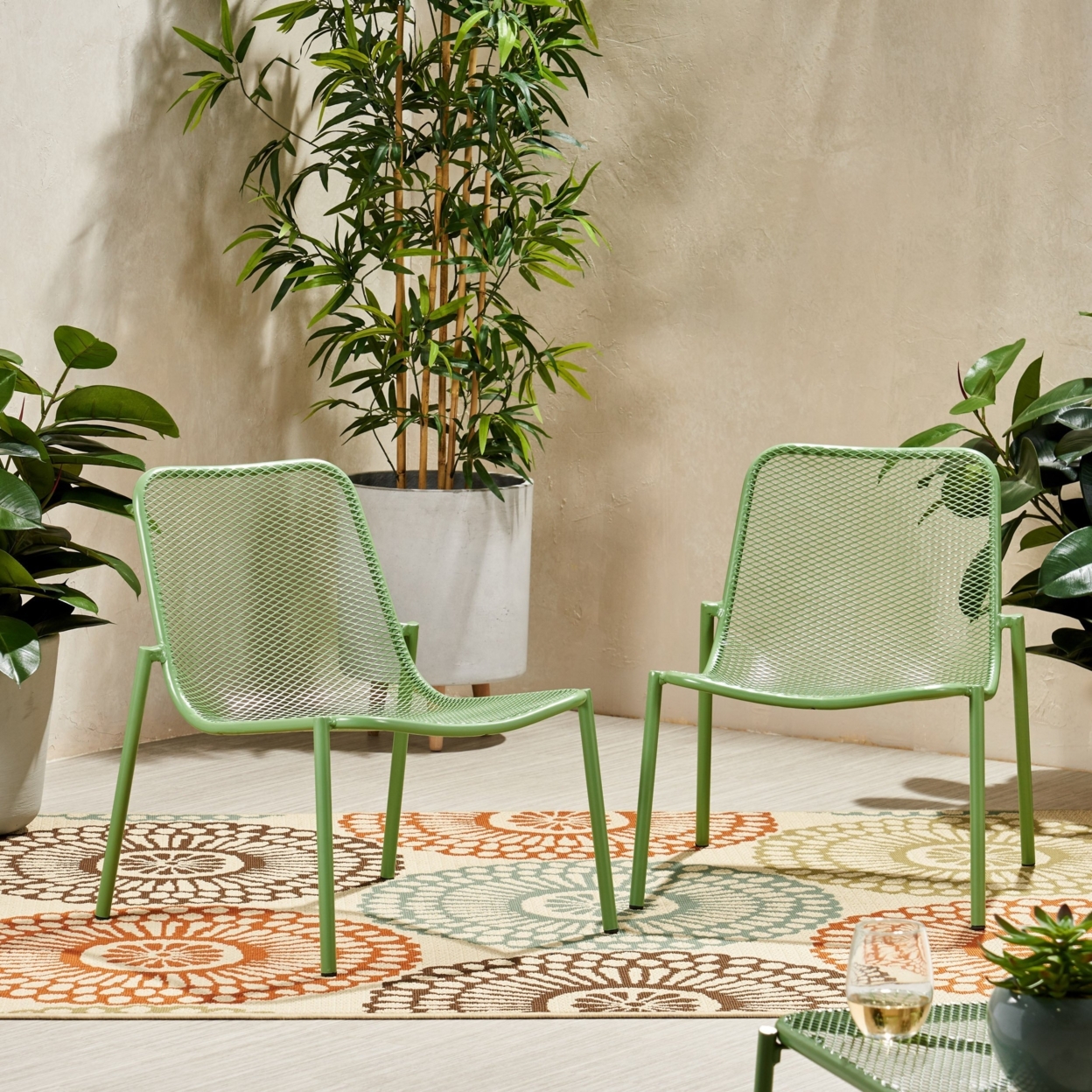Brenner Outdoor Modern Dining Chair (Set Of 2) - Matte Green