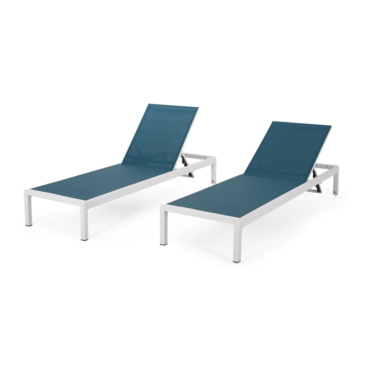 Cherie Outdoor Chaise Lounges (Set Of 2) - Blue/white