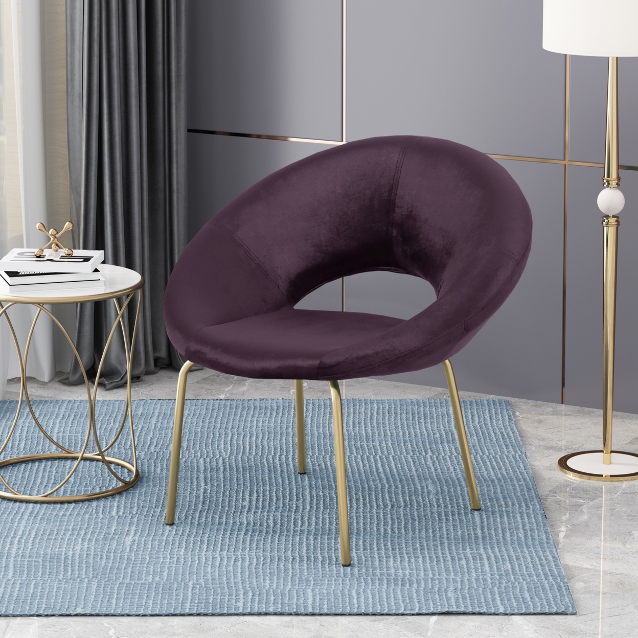 Denise Modern Glam Velvet Accent Chair - Teal