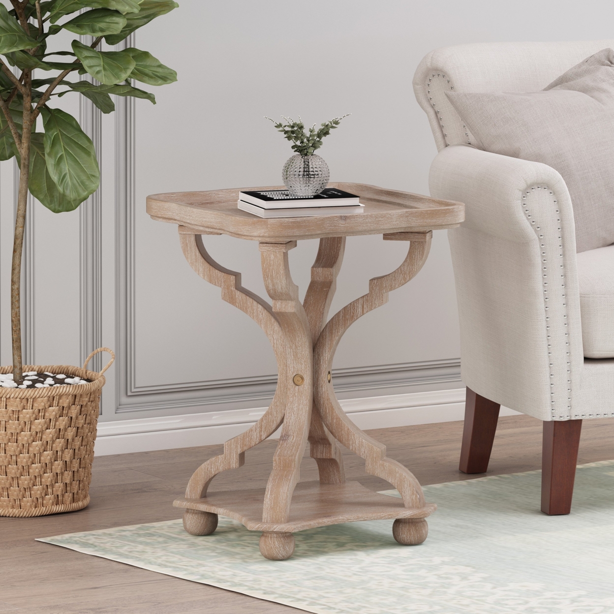 Dianelly French Country Accent Table With Square Top - Natural