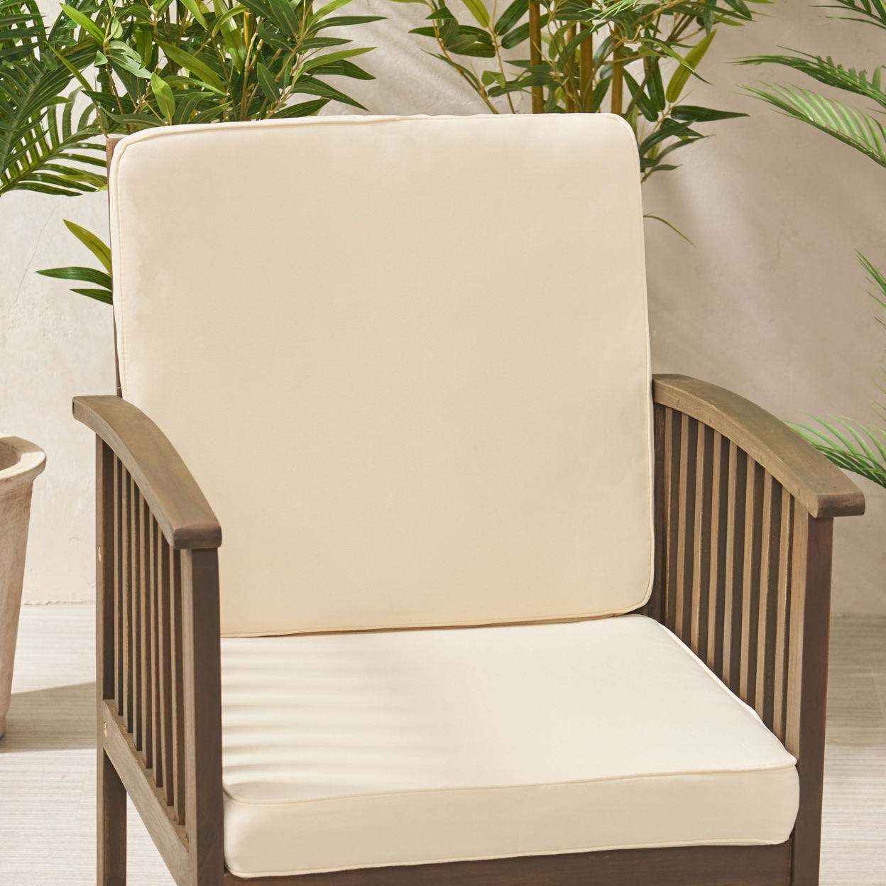 Eydan Outdoor Water Resistant Fabric Club Chair Cushions - Cream