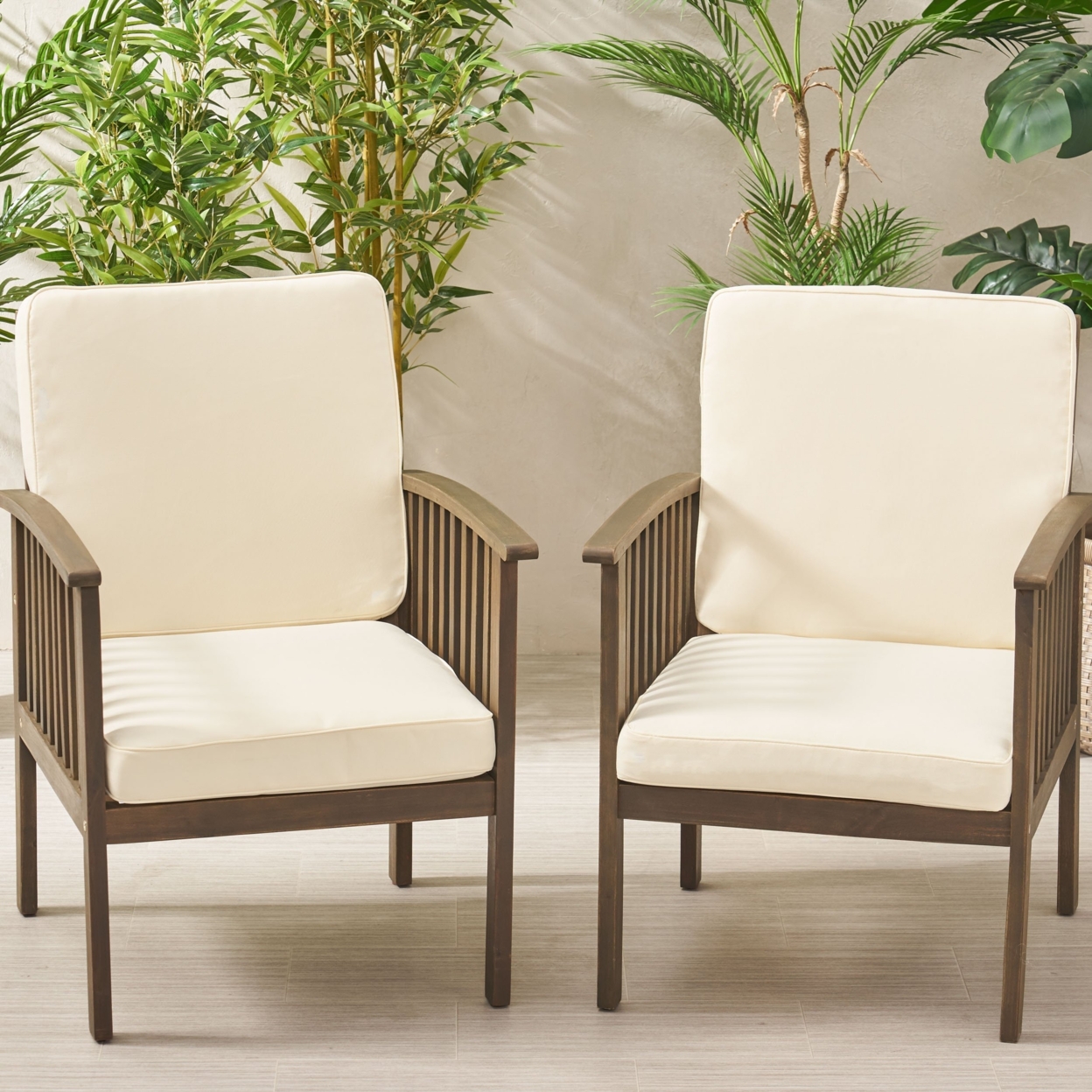 Eydan Outdoor Water Resistant Fabric Club Chair Cushions (Set Of 2) - Cream