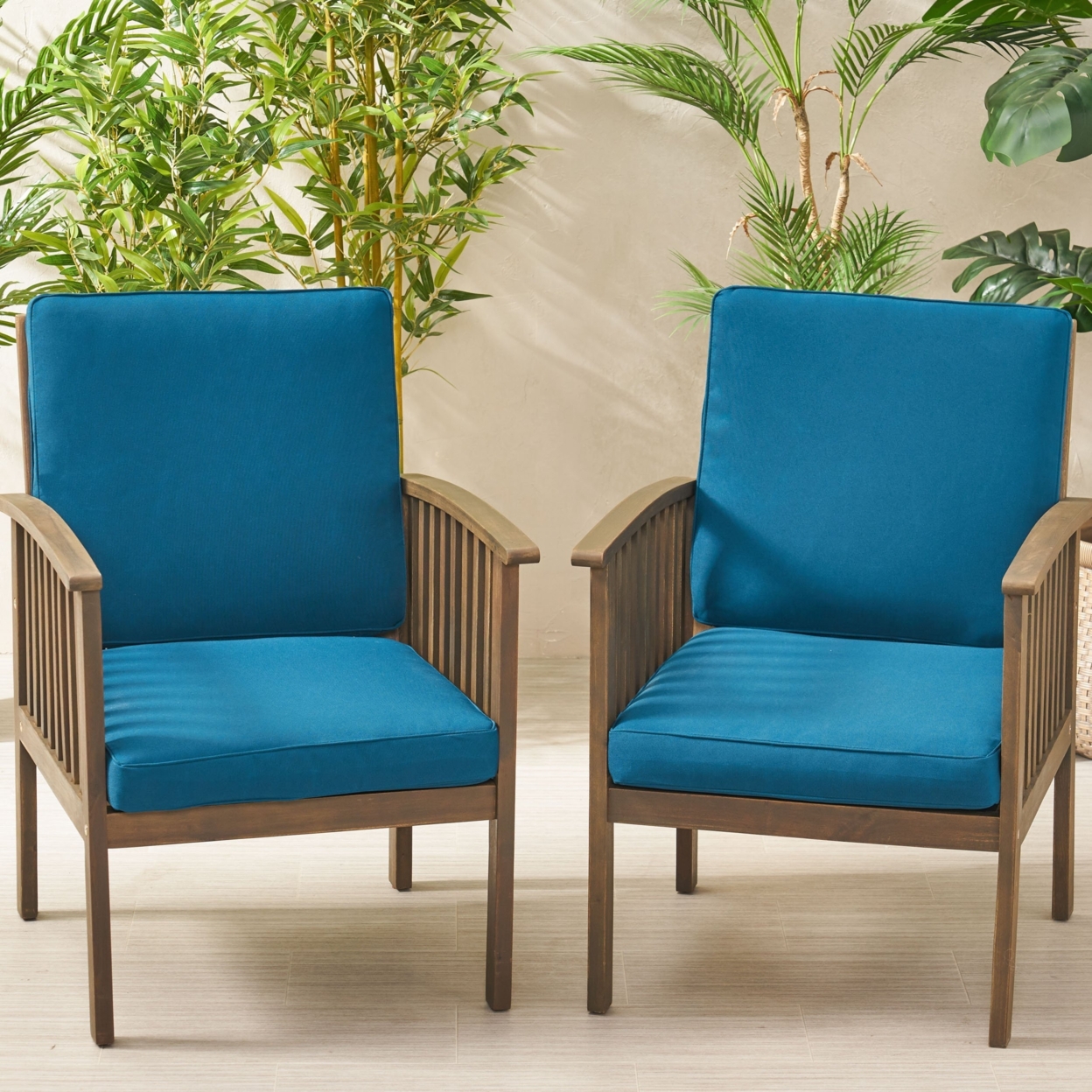 Eydan Outdoor Water Resistant Fabric Club Chair Cushions (Set Of 2) - Dark Teal