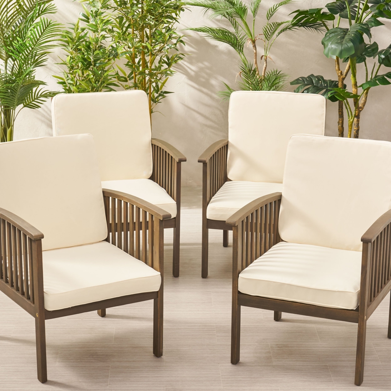 Eydan Outdoor Water Resistant Fabric Club Chair Cushions (Set Of 4) - Cream