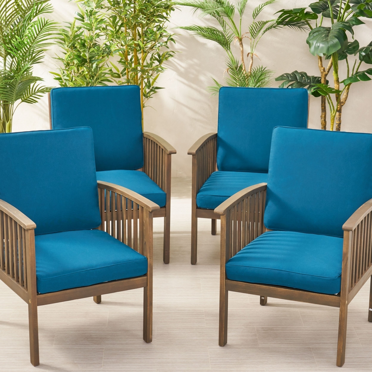 Eydan Outdoor Water Resistant Fabric Club Chair Cushions (Set Of 4) - Dark Teal