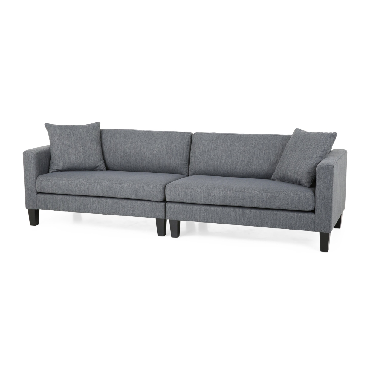 Ilaan Contemporary 4 Seater Fabric Sofa With Accent Pillows - Charcoal/dark Brown