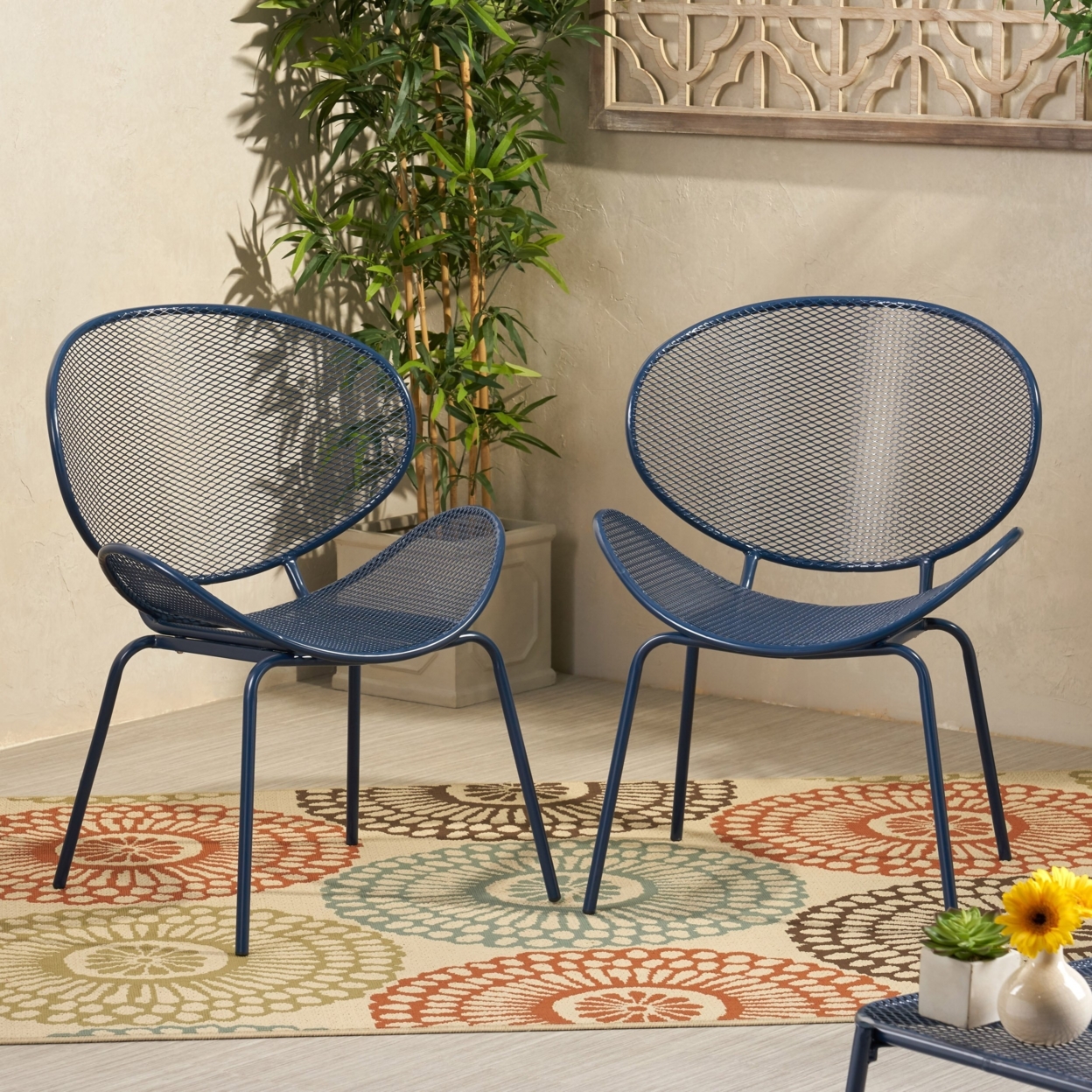 Jailynn Outdoor Dining Chair (Set Of 2) - Mattte Navy Blue
