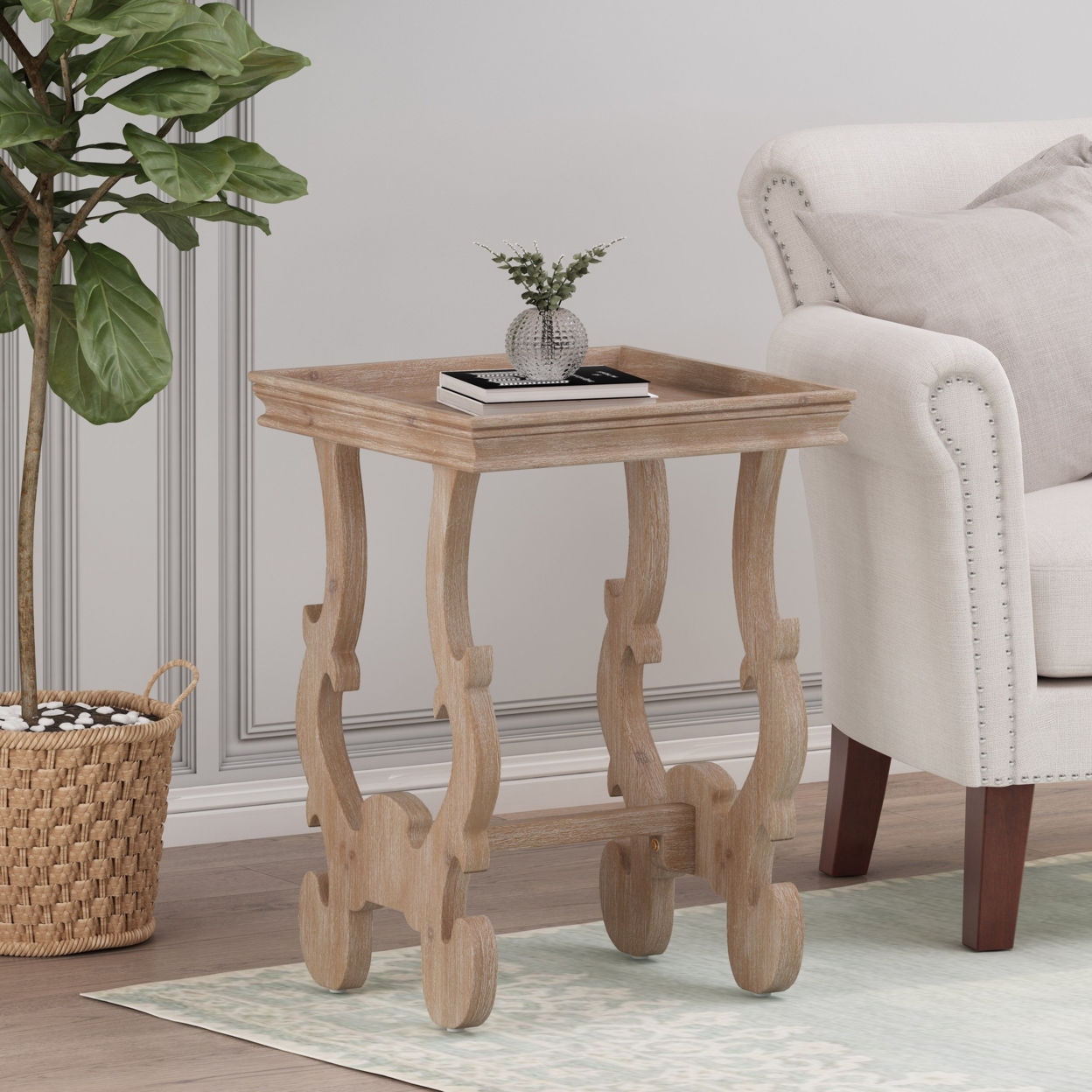 Joplin French Country Accent Table With Square Top - Natural